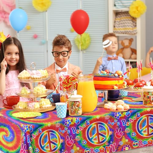 Tie Dye Tablecloths for Birthday Parties – 3 Pack Groovy Design