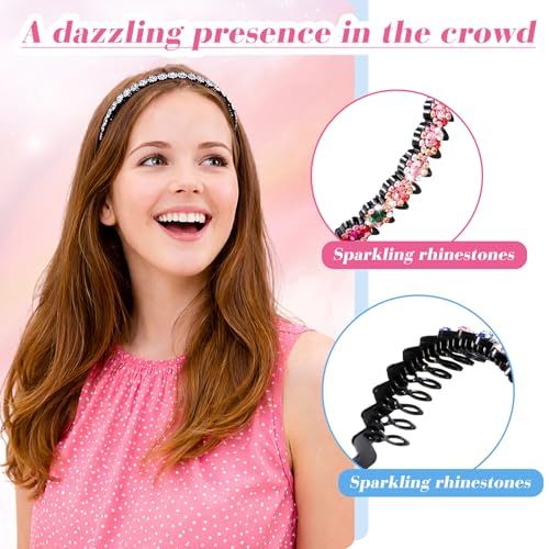 Syhood 8 Rhinestone Headbands for Women - 2 Flower Styles