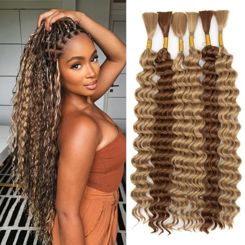 Deep Wave Bulk Braiding Hair - 18 Inch #27/30, 6 Bundles