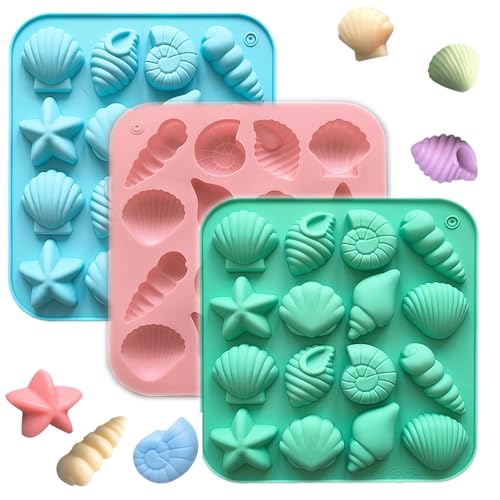 3-Piece Shell-Shaped Silicone Molds for Baking & Crafts