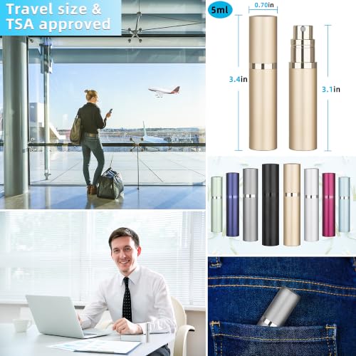 Qavhun 5ml Refillable Perfume Atomizer - Leakproof Portable Travel Bottle (2-Pack)