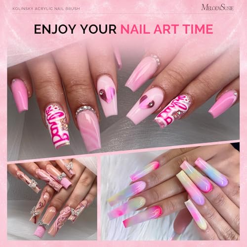 MelodySusie Size 6 Kolinsky Acrylic Nail Brush - Professional Pink Glitter