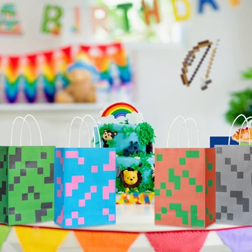 16PCS Pixel Party Favor Bags for Kids Birthday Celebration