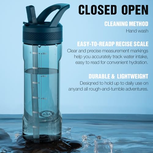 OLDLEY 20oz Kids Water Bottle with Straw - BPA-Free, Leakproof & Cup Holder Friendly - Midnight Blue