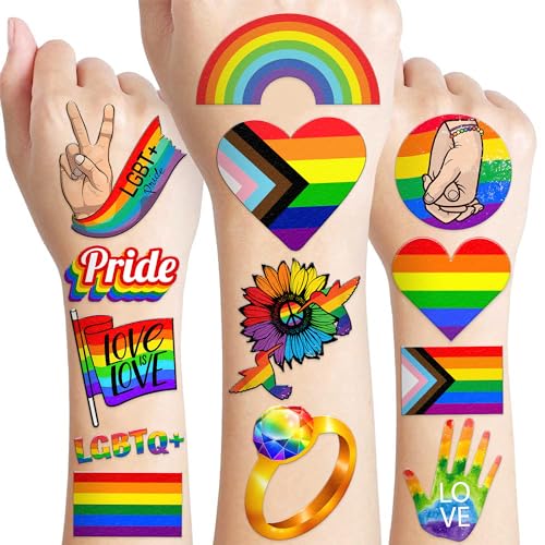 120 Pack Rainbow Pride Temporary Tattoos for LGBTQ Events & Festivals