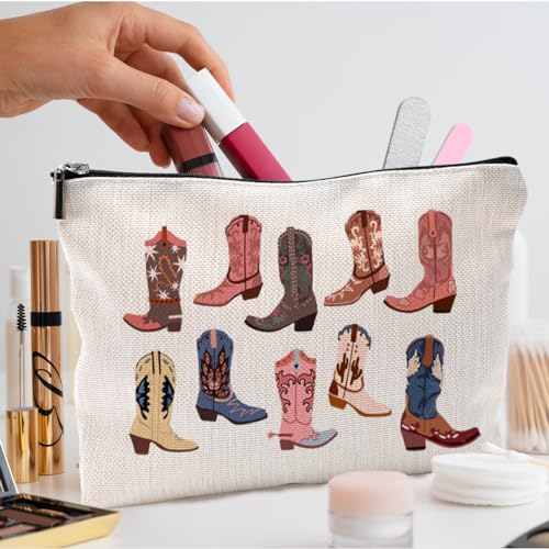 Western Cowgirl Makeup Bag - Boho Western Cowboy Boots Cosmetic Organizer - 11-west-makeup bag