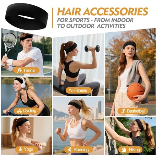 8-Pack Elastic Headbands for Women & Men - Soft, Durable Hair Accessories