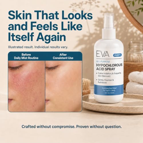 Eva Naturals Hypochlorous Acid Face & Body Mist 8 oz – Hydrating Skin Refresher for All Skin Types