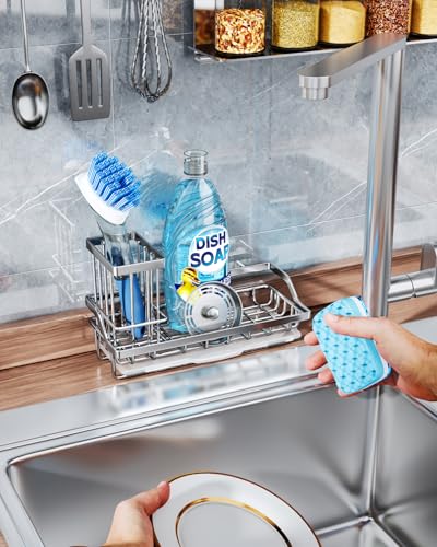 Stainless Steel Kitchen Sink Caddy with Drip Tray - Sponge Holder Organizer