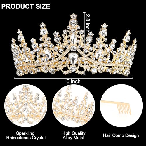 KICOSY Gold Jewelry Set for Women with Crystal Crown & Necklace - Standard