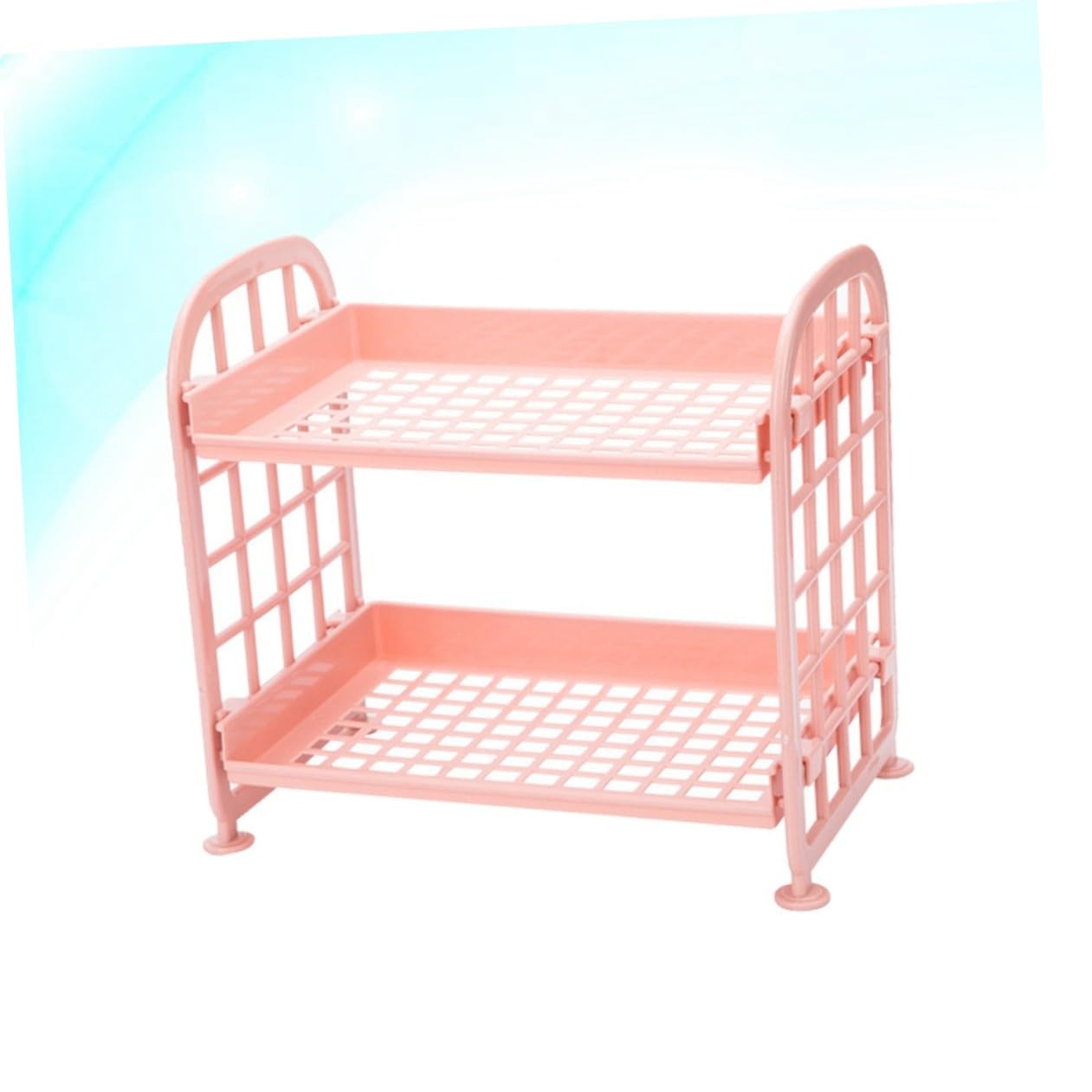 2 Layers Plastic Storage Rack Kitchen Storage Shelf Bathroom Organizer Countertop Rack Space-Saving Desktop Organizer for Home and Bathroom Use
