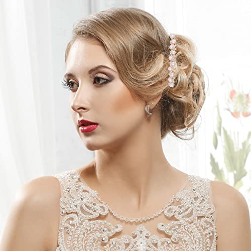 Mozeat Lens Pearl White Hair Comb Set for Bridal & Wedding Accessories - 2 Pieces
