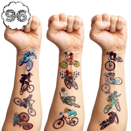 96 Pack Bike Temporary Tattoos for Kids and Adults - Party Favors & Decorations