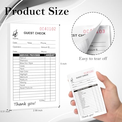 6 Pack Salon Check Pads - Guest Checks Books for Beauty Services