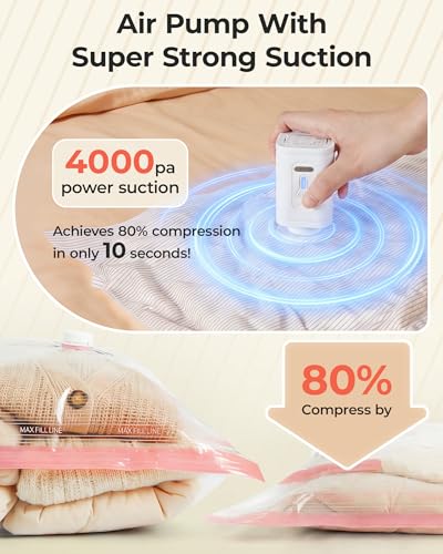 BAGSMART Travel Vacuum Bags Kit with Electric Pump - 12PC
