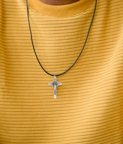 St Benedict Crucifix - Bulk Pack of 5 Silver Oxidized 1.5" Rosary Parts