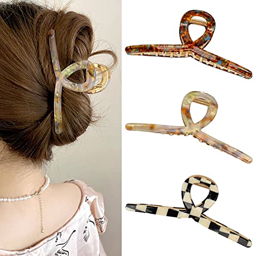 FAELBATY Acetate Hair Claw Clips Set - 4.7" Large, 3 Pcs (AcetateHairClip2)