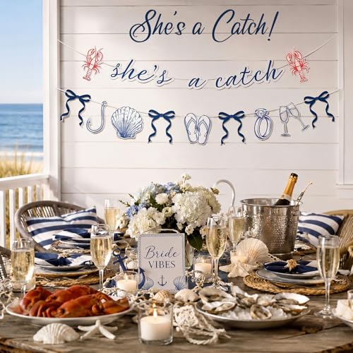 She's a Catch Bachelorette Party Banner Set - Coastal Decor