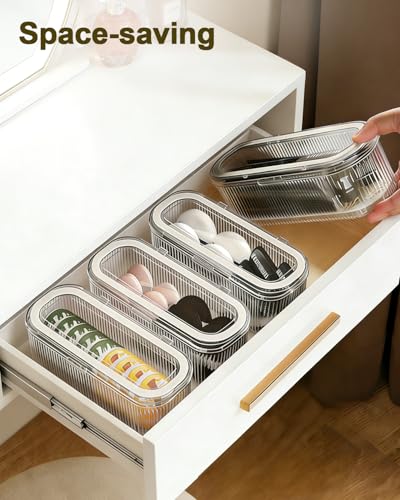 Sylmifoi Clear Acrylic Makeup Brush Holder with Lid - Dustproof Organizer
