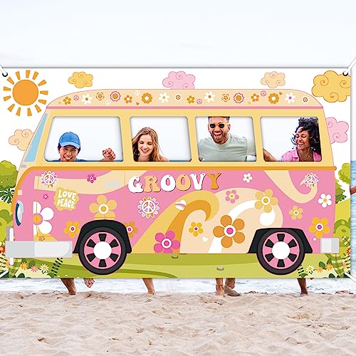 Hippie Bus Photo Prop for Groovy Birthday Parties - 65.75" x 35.4"