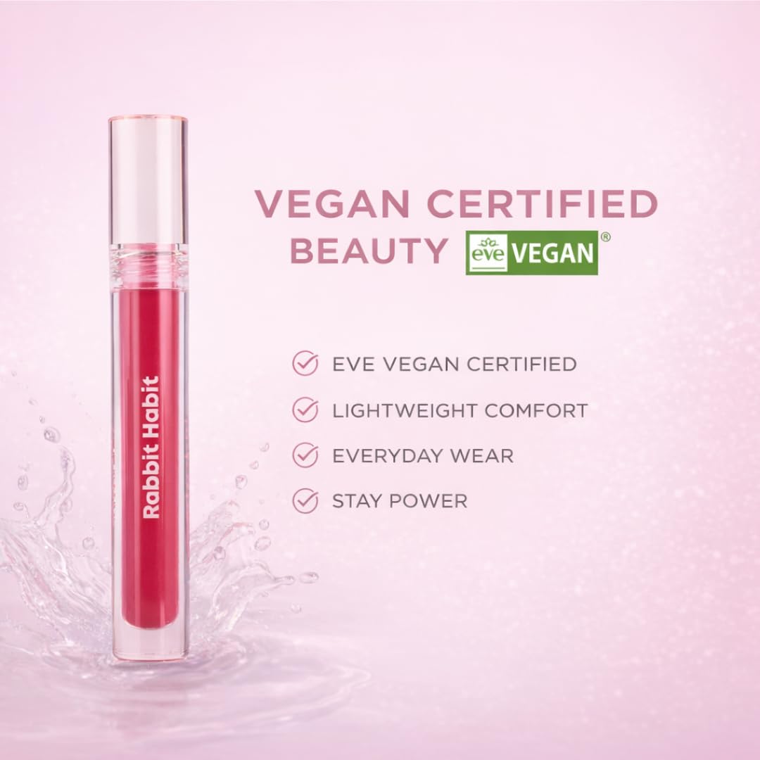 Rabbit Habit Water Lip Stain - Vegan, Cruelty-Free, Non-Drying Formula | Cherry Blossom Shade