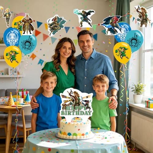 Zeldaa Birthday Party Supplies Set - Happy Birthday Banner, Balloons & Cake Topper