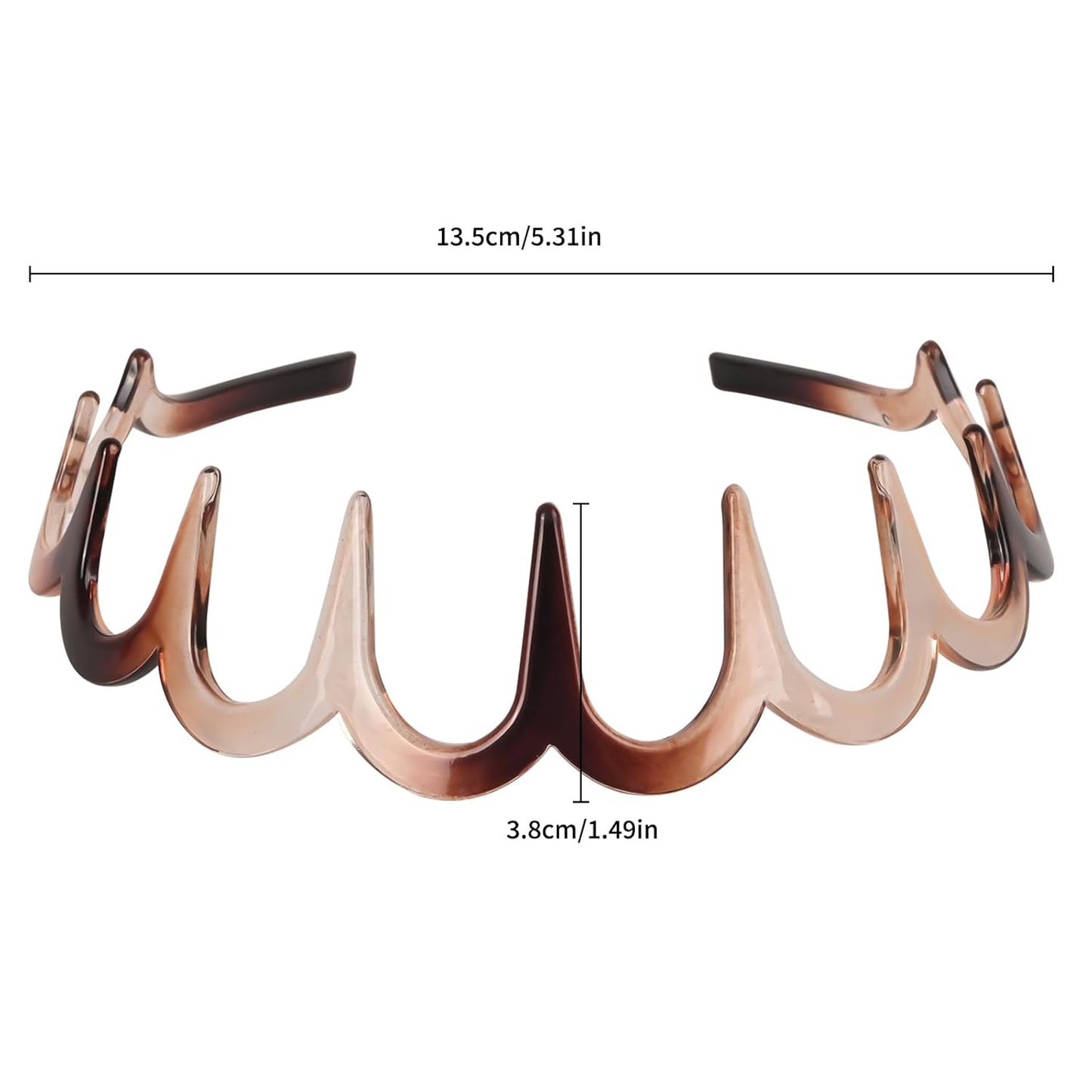 Zigzag Headbands for Women - Non-Slip U-Shaped Hair Accessories | 2-Pack Tortoiseshell & Amber Gray Recycled Plastic