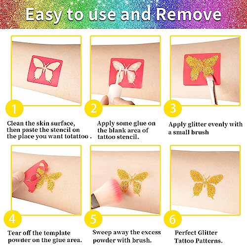 38-Color Temporary Glitter Tattoo Kit for Kids & Adults