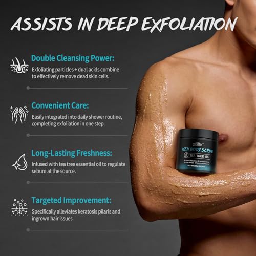 Men's Exfoliating Body Scrub with Tea Tree Oil & BHA/AHA