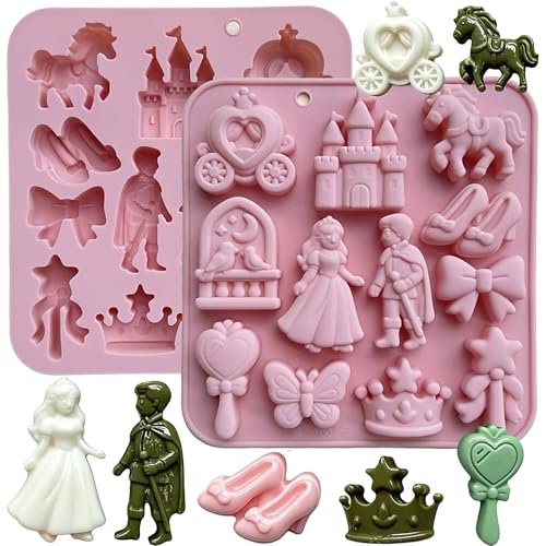 Fairy Tale Princess Silicone Mold - 12 Cavity Castle & Prince Design