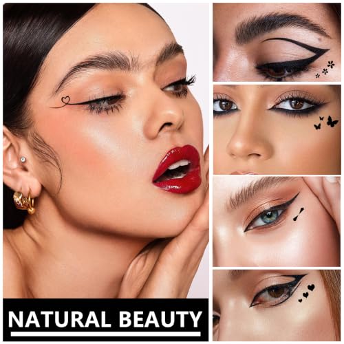 QIUFSSE 5PCS Double-Ended Liquid Eyeliner Stamp Pen Set, Black