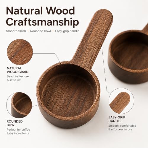 IMIKEYA Wooden Coffee Scoops - 2 Pack Measuring Spoons for Kitchen