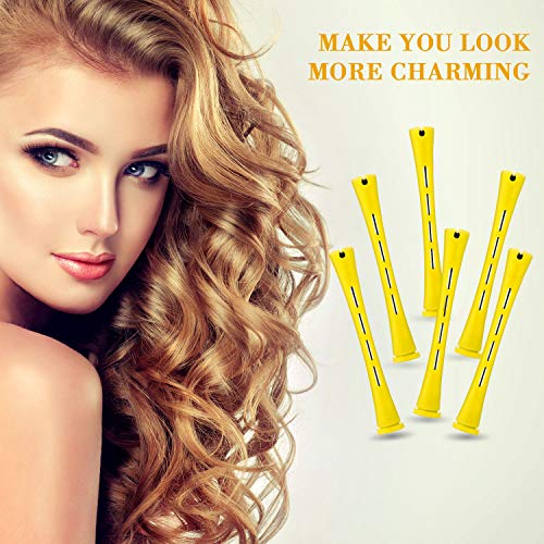 WillBond 48Pcs Long Perm Rods 0.28 Inch Yellow Cold Wave Rollers