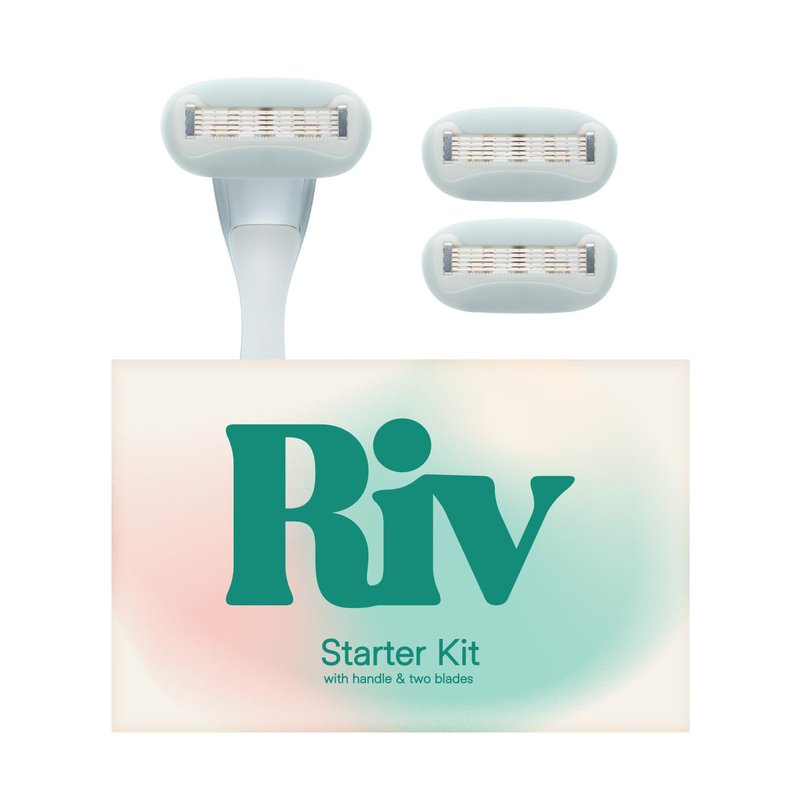 Riv Women's Luxury Razor Starter Kit — Weighted Handle, 5-Blade Cartridge System for Sensitive Skin, No Nicks, Moisturizing Strip — 2 Refills Included