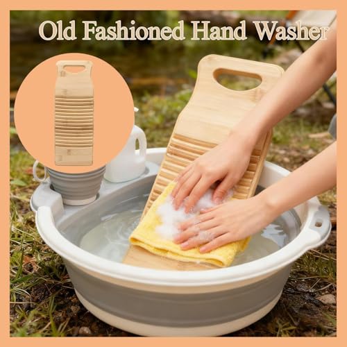 Manual Bamboo Washboard for Hand Washing Clothes - Compact & Durable