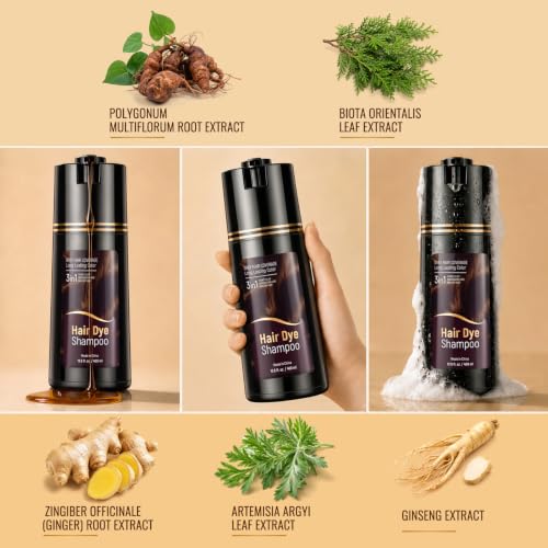 BOJICA Dark Brown Hair Dye Shampoo 3-in-1 Gray Coverage Fast-Acting