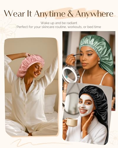 YANIBEST Adjustable Long Satin Sleep Bonnet for Curly Hair and Braids