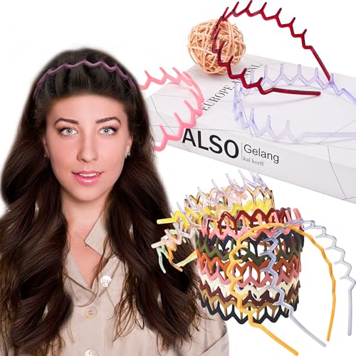 Duufin 20 Colorful Plastic Zig Zag Headbands for Women & Girls