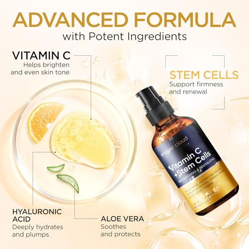 Vitamin C Serum with Hyaluronic Acid & Stem Cells - 2 Oz Anti-Aging Face Serum
