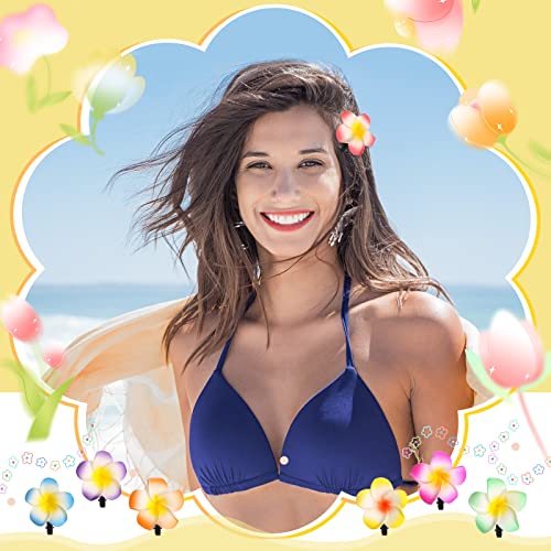 WILLBOND 36 Pcs Hawaiian Flower Hair Clips - Faux Plumeria Pins for Weddings & Luau Parties