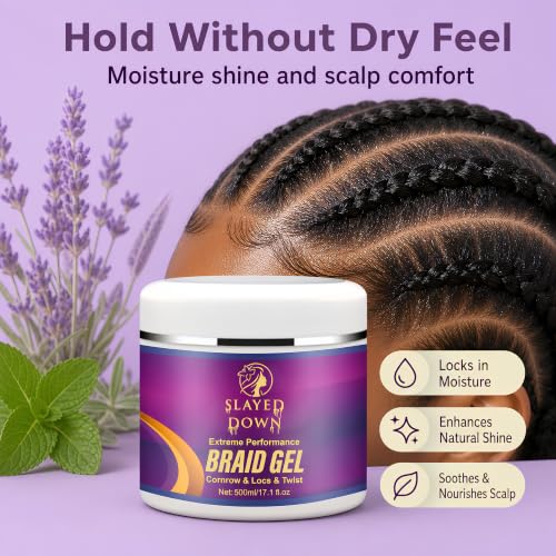 SLAYED DOWN Braid Gel Extreme Hold for Braiding, Locs & Cornrows, 17.1 oz