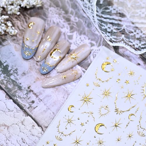 Gold 5D Embossed Star Nail Stickers for Nail Art - DIY Design