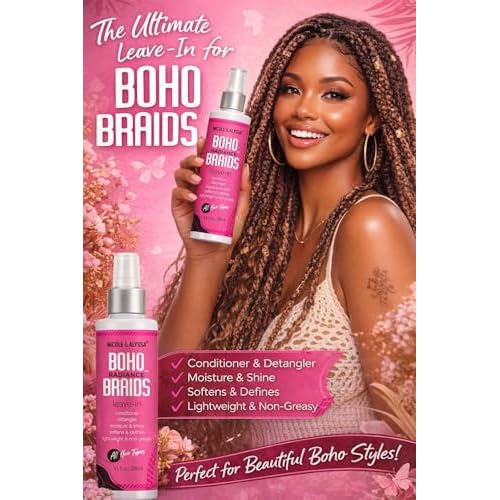 Nicole & Alyssa Leave-In Conditioner Spray for Boho & Crochet Styles, Lightweight Moisturizing Detangler, Curl-Friendly Formula, Frizz Control & Shine, No Rinse, for Human & Synthetic Hair