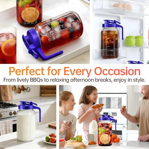 32oz Glass Pitcher with Lid - Airtight Mason Jar for Cold Beverages