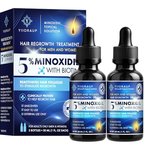 5% Minoxidil Hair Growth Treatment with Biotin - 2-Pack Topical Serum