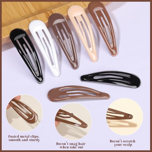 Teenitor 50Pcs Snap Hair Clips - 2 Inch Metal Barrettes in 5 Colors
