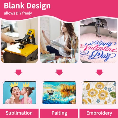 24-Pack Sublimation Blank Canvas Makeup Bags - 7.87 x 5.7 Inch White