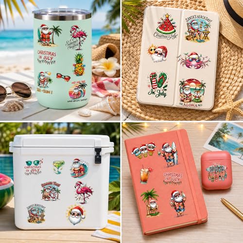 INCOK July Christmas Temporary Tattoos - Summer Christmas Beach Party Favors