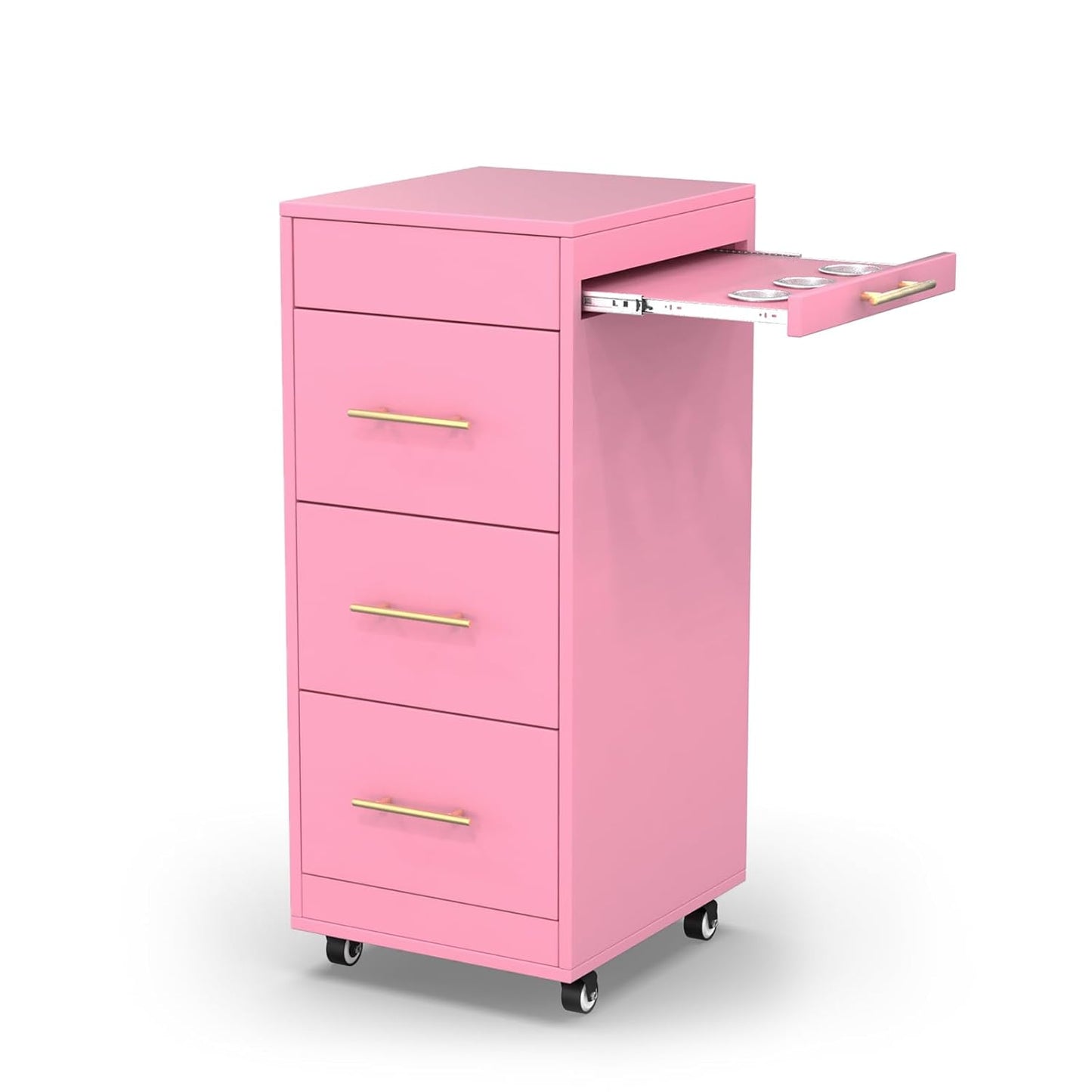 Salon Trolley Cart with Wheels - Mobile Hairdressing Station | Wooden Storage Cabinet, 3 Large Drawers, White