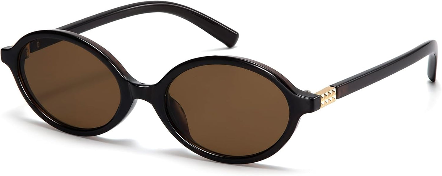 Retro Oval Sunglasses for Women - Vintage 90s Y2K Trendy Designer Eyewear | UV Protection
